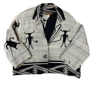 Black & Cream Southwestern Knit Blazer Jacket